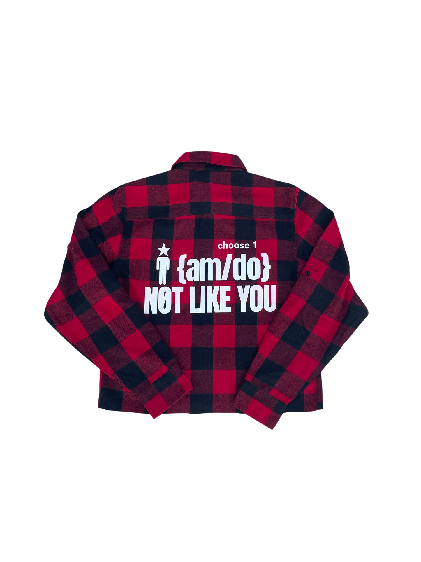 "UNLIKE YOU" Cropped Flannel RED