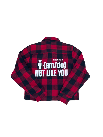 "UNLIKE YOU" Cropped Flannel RED