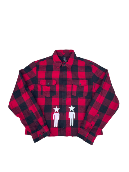 "UNLIKE YOU" Cropped Flannel RED