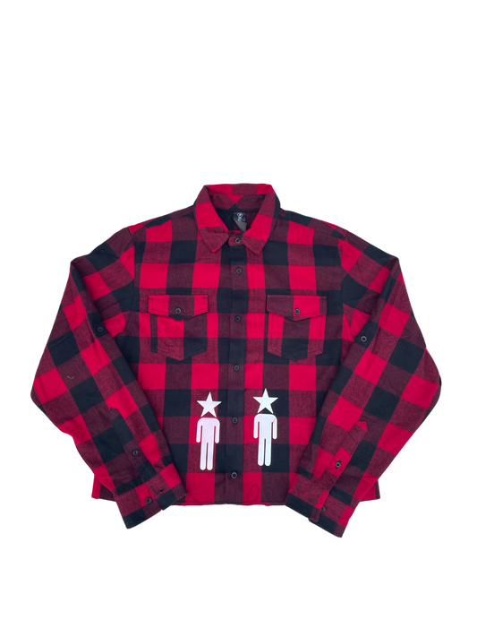 "UNLIKE YOU" Cropped Flannel RED