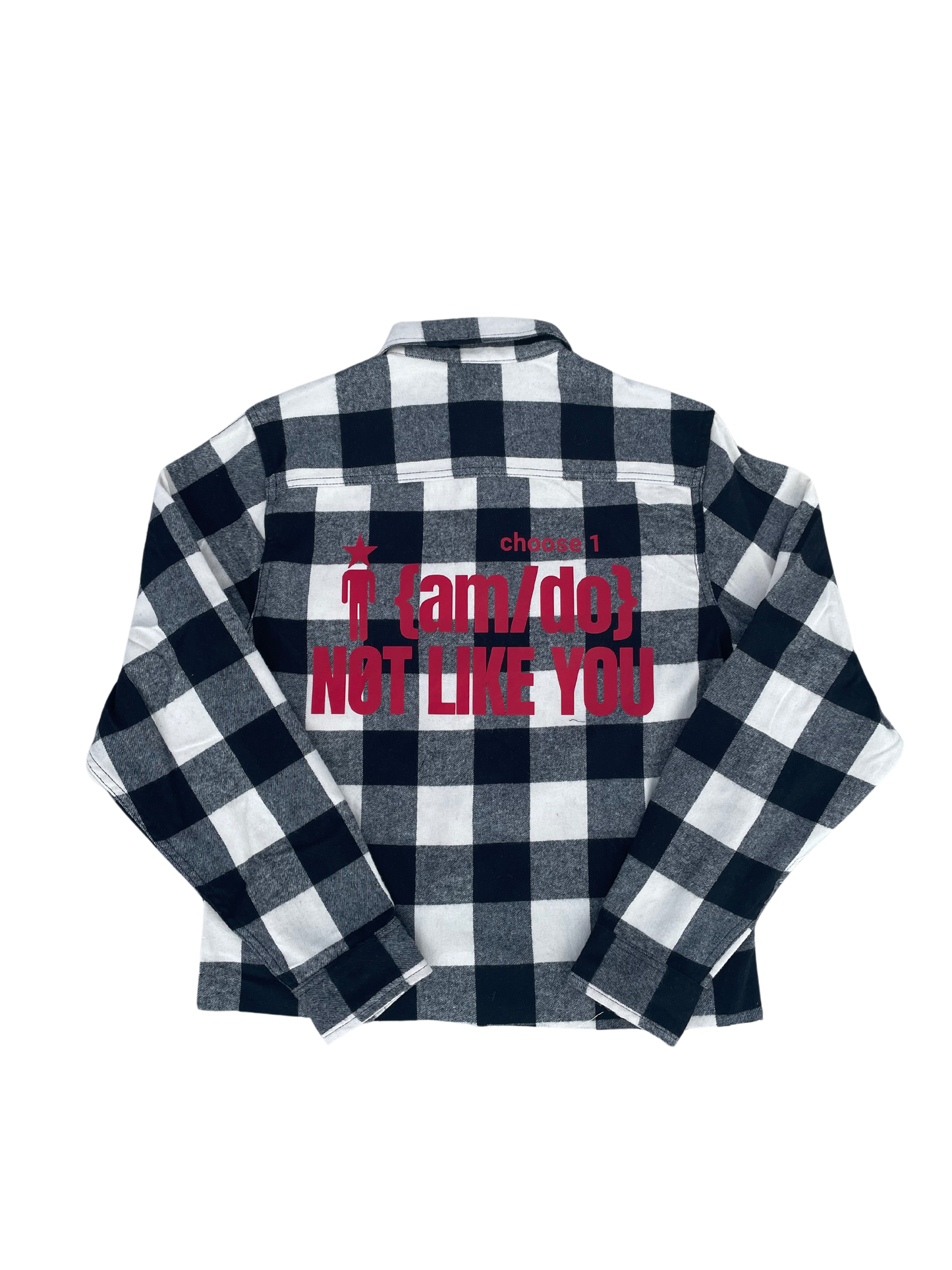 "UNLIKE YOU" Cropped Flannel WHITE