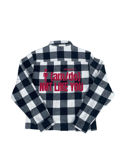 "UNLIKE YOU" Cropped Flannel WHITE